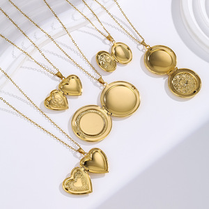 Collier pendentif boîte à phases en acier inoxydable, design floral, style européen-américain, plaqué or 18 carats, ouvrable, pour femme et maman, idéal pour l'amour - Product Image 4