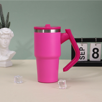 Gobelet isotherme en acier inoxydable de 20 oz avec poignée, pour le camping et les voyages, avec couvercle, pour utilisation personnalisée