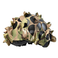 Couverture de casque tactique en forme de feuille de camouflage 3D, accessoires de casque de paintball, parachutiste, chasse, filet de casque en maille, tissu