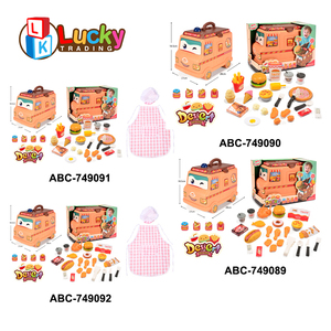 LK Toys Jeu de <span class=keywords><strong>cuisine</strong></span> d'imitation pour enfants d'âge préscolaire, chariot de desserts pour enfants, restauration rapide avec des pièces de hamburger, de hot-dog et de gâteau - Product Image 5