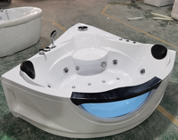 Baignoire d'angle haut de gamme pour 2 personnes, pour hôtel de luxe sur le toit, avec éclairage LED, bain à remous