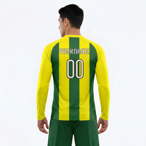 Ensemble d'uniformes de volley-ball jaune-vert, personnalisables avec nom et numéro, impression par sublimation, polyester à séchage rapide, uniformes pour hommes - Product Image 4