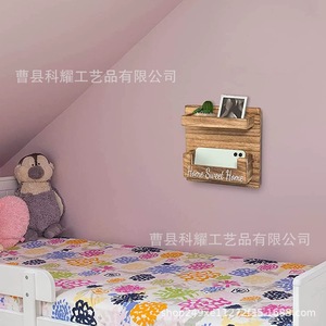 Wooden Wall Mounted Storage Rack 2 Tier Rectangle Multipurpose Living Room Key Organizer Solid Wood <b>Home</b> Use - Product Image 3