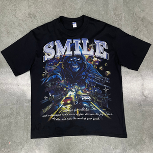 Custom DTG Printing Hip Hop Streetwear t Shirt <strong>Skull</strong> Car Graphic <strong>Tshirt</strong> Oversized Drop Should Short Sleeve Boxy T-Shirt Men - Product Image 3