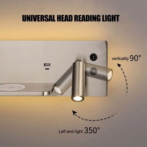 USB LED โคมไฟติดผนังชาร์จไร้สายสีทองหรูหราไฟอ่านหนังสือติดผนังบ้านโรงแรมห้องนอนห้องนั่งเล่นมัลติฟังก์ชั่นพร้อมสวิตช์ - Product Image 5
