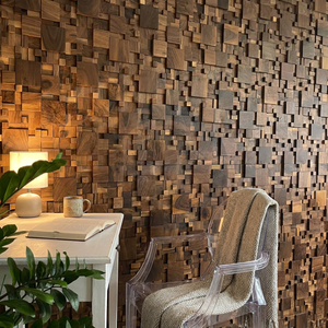 En promotion : Panneaux muraux en mosaïque 3D en noyer noir massif, motif personnalisé pour la décoration intérieure commerciale des restaurants - Product Image 1