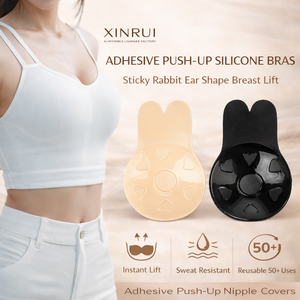 Soutien-gorge adhésif invisible en silicone pour femme, forme oreilles de lapin, couvre-tétons liftants et collants - Product Image 1