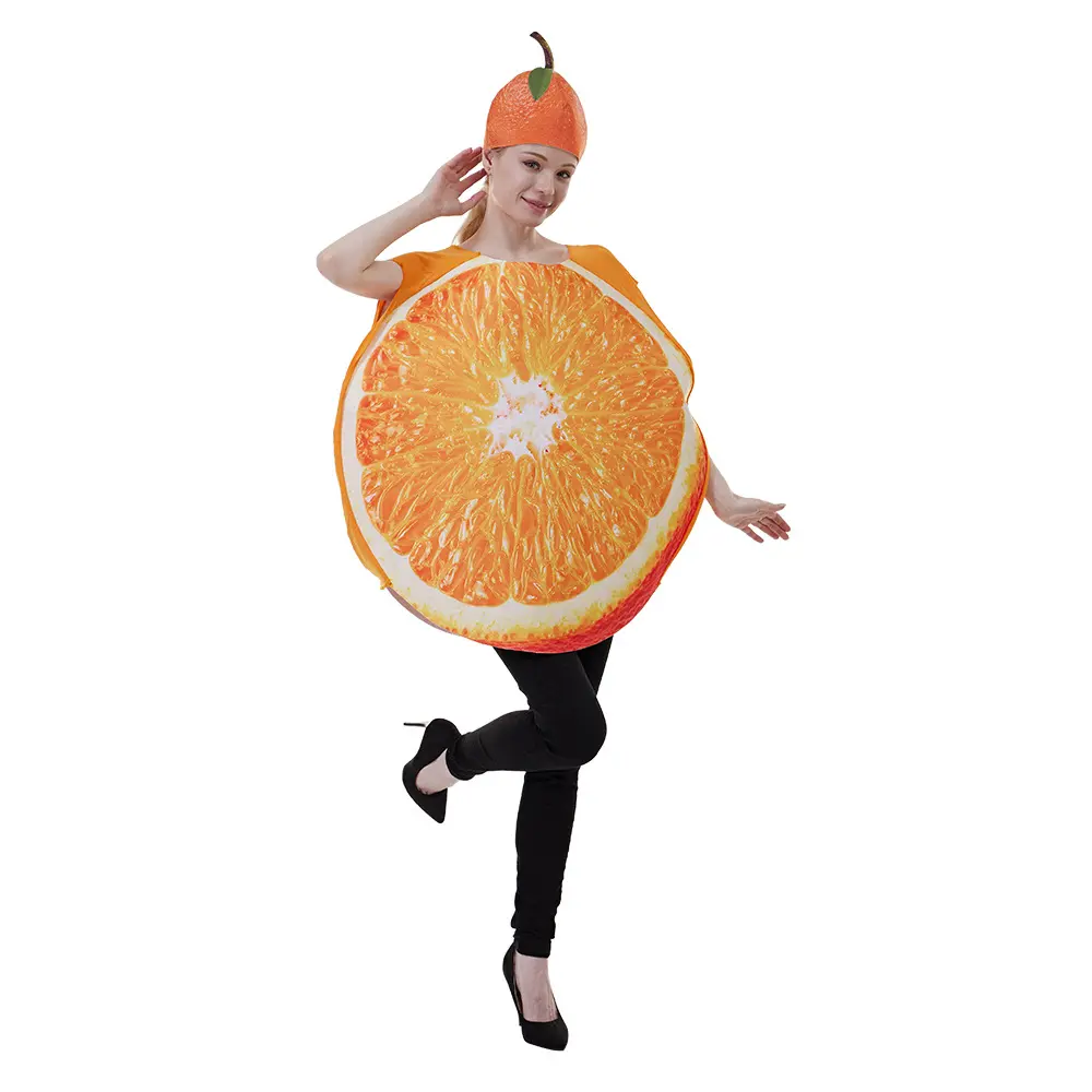 Voedsel Rol Oranje Cosplay Fruit Spons Top Kostuum Voor Volwassen Man Halloween Carnaval Feest Oranje