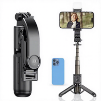 Perche à selfie télescopique pliable en alliage d'aluminium Q20s rotative à 360 degrés avec support de téléphone amovible et trépied à lumière d'appoint pour 10M