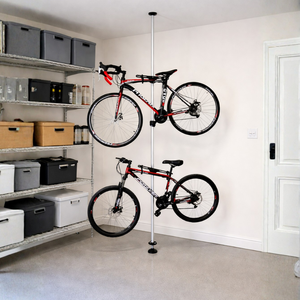 Support de vélo vertical du sol au plafond, réglable de 1,75 à 3,2 m, support de rangement pour vélo avec 30 °   Crochets rotatifs pour 2 vélos - Product Image 6