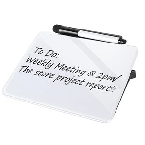 Small Desktop Whiteboard 8x6 Inch Glass Dry Erase <strong>Board</strong> with Stand Reusable Desk Memo Notice Notepad with Marker - Product Image 1