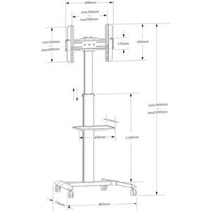 TV Mounts Xe 32-70 inch PC thông minh màn hình TV đứng điện thoại di động giỏ hàng với bánh xe chân dung để landcade xoay 90 độ - Product Image 2