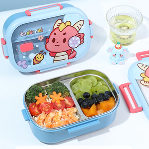 2025 conception mignonne 304 acier inoxydable étudiant boîte à lunch <span class=keywords><strong>nourriture</strong></span> stockage chaud boîte Rectangle avec diviseur boîte à lunch - Product Image 2