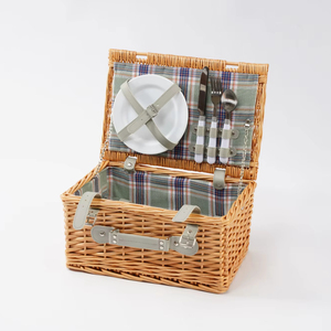 Panier de pique-nique en osier gris de style fruit naturel pour 2 personnes <span class=keywords><strong>avec</strong></span> table de rangement, style ange, tissage en osier <span class=keywords><strong>avec</strong></span> couvercle, vente en gros JY - Product Image 3