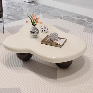 Tavolino da Caffè Moderno Minimalista a Forma di Nuvola, Tavolo Centrale <span class=keywords><strong>in</strong></span> <span class=keywords><strong>Legno</strong></span> Organico Irregolare con Gambe a Sfera <span class=keywords><strong>per</strong></span> <span class=keywords><strong>Soggiorno</strong></span> e Appartamento - Product Image 3