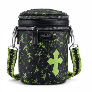 กระเป๋าทรงถังลายพิมพ์กอธิคแบบใหม่ กระเป๋าสะพายข้างสไตล์พังก์ กระเป๋าถือทรงกลมดีไซน์เนอร์สำหรับผู้หญิง - Product Image 3