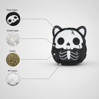 Mainan Kucing Boneka Lembut Bertema Halloween Baru Desain Hantu Buatan Famipet, Isi Catnip, Berbunyi Kresek-kresek