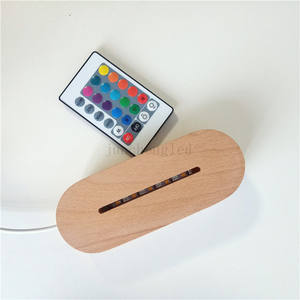 Base de luz LED de noche redonda de madera ABS, base de madera decorativa, base de madera, usb, acrílico, led 3D, luz nocturna - Product Image 3