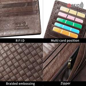 Portefeuilles longs rétro AndoBag pour hommes - Blocage RFID, grande capacité, emplacements multi-cartes, motif tissé - Product Image 6