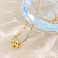 Collier EManco avec chaîne câble, pendentif lettre, strass et zircon, bijou tendance et minimaliste pour fêtes, festivals, célébrations et vacances
