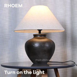 Lampe à poser RHOEM RH Antique Shanxi en terre cuite, patine vieillie, chauffée au bois, UL 110V - Product Image 3
