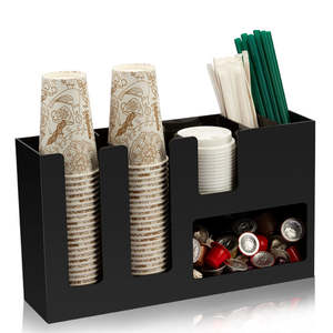 موزع أكواب خشبي بأغطية حامل أكواب TiStm للاستخدام مرة واحدة ومنظم سهل الاستخدام متعدد الأقسام قهوة <span class=keywords><strong>Dr</strong></span> - Product Image 6