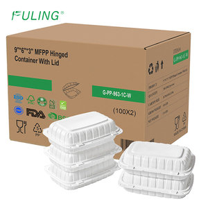 Fuling 200 gói 9x6x3 inch biểu tượng tùy chỉnh dùng một lần đưa ra hộp mfpp nhựa PP vỏ sò đưa ra thực phẩm container - Product Image 1