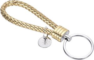 Porte-clés en cuir tressé fait main de qualité supérieure, cordon porte-clés en acier inoxydable, pendentif de voiture, accessoires de mode de créateur pour hommes et femmes - Product Image 5