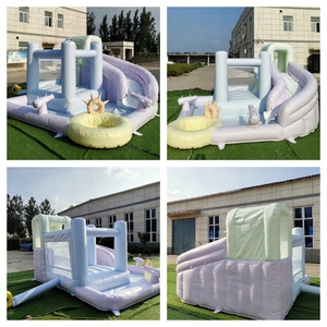 Château gonflable personnalisé avec logo, couleurs pastel, PVC <span class=keywords><strong>4x4</strong></span>, toboggan aquatique combiné, certifié CE, installation facile, <span class=keywords><strong>location</strong></span> de piscine - Product Image 3