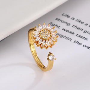 Moda girasol anillo giratorio mujer luz lujo todo simple alivio de la ansiedad - Product Image 2