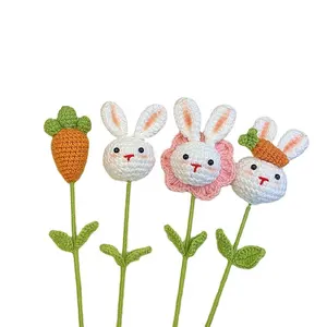 DIY knitting bunny bouquet cute radish finished handcrafted gift for girl to give to children's best friend