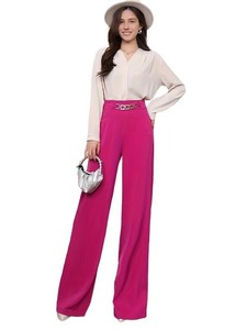 Quần ỐNg RộNg Mùa Hè Phong cách thoải mái cho nữ màu trơn cạp cao đàn hồi đóng cửa thường ngày bằng phẳng rộng vừa cỡ XL - Product Image 3