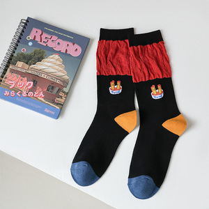 Chaussettes pour femmes en soie tricotées mi-mollet à la mode dessin animé mignon Ins corps laid drôle pour les étudiants du printemps et de l'automne frites - Product Image 6