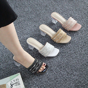Sandalias de Tacón Alto para Mujer, Ligeras, Estilo Playa, con Punta Abierta y Brillantes - Product Image 1