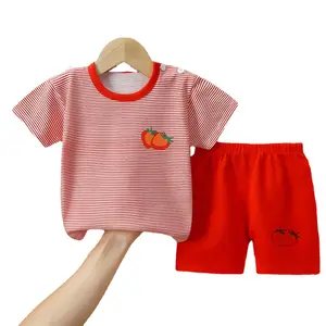 男の子の女の子2個の服セット子供半袖Tシャツとショーツスーツ1-7歳の子供夏のパジャマカジュアルセット