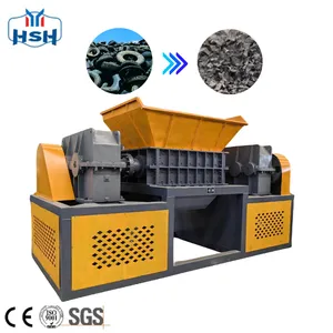 China Venta caliente neumático plástico Metal trituradora neumático de goma de doble eje máquina trituradora de neumáticos