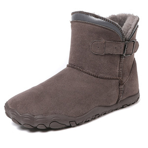 Bottes d'hiver unisexes, bottines à bout rond en daim synthétique, doublure en fourrure, semelle extérieure en caoutchouc antidérapante, semelle intermédiaire en EVA chaude - Product Image 3