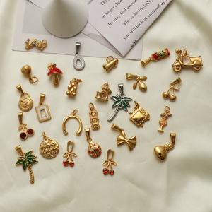 Dijes de Acero Inoxidable, Colgante de Seta Esmaltada, Chapado en Oro de 18K, PVD, para Collar, Pulsera, Accesorio - Product Image 6