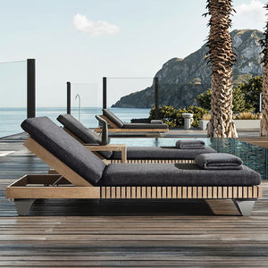 مقعد واحد تصميم فاخر الألومنيوم الشاطئ المتسكع الشمس في الهواء الطلق بجانب المسبح أثاث خشب الساج لمستودع الطعام استخدام النسيج المتين - Product Image 2