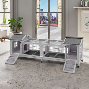 <span class=keywords><strong>Cage</strong></span> moderne en métal pour clapier et cochon d'Inde avec double maison et plateaux sans fuite pour le salon - Product Image 3
