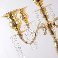 WEDKEY ZT49270 Candelabre de table en métal à 5 bras, style romantique doré de haute qualité, taille personnalisée, décoration pour mariage et fête