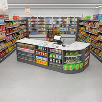 Comptoir de caisse en bambou pour supermarché et magasin de proximité, simple et moderne, idéal pour magasin de puériculture ou bar d'angle