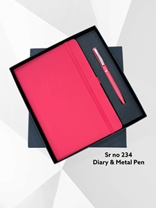 A5 PU Diary Sewing Bound Metal Ballpoint Pen <b>Set</b> 100 Sheets UV Printed Hardcover <b>Notebook</b> Office Business Use Promotional Gifts - Product Image 1