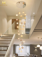Lustre boule de verre romantique en spirale à plusieurs têtes Suspension de plafond réglable pour escalier Convient pour le salon de l'hôtel