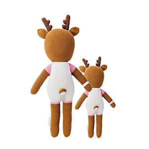 Peluche Personalizzato a Forma di Cervo Lavorato a Maglia, Unisex, con Gambe Lunghe, Imbottito in Cotone PP, Confezionato in Sacchetto OPP per la Vigilia di Natale! - Product Image 4