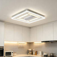Ventilateur de plafond encastré carré sans pales avec télécommande, moteur DC, minuterie et lumière LED blanc chaud pour salle de bain et buanderie