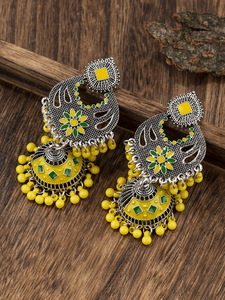 Vintage indien Jhumka bijoux gland cloches boucles d'oreilles femmes alliage perlé gland longues boucles d'oreilles (KER819) - Product Image 2