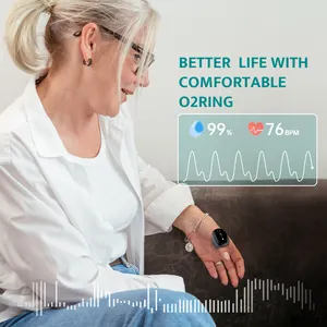 مقياس التأكسج النبضي القابل للارتداء من Wellue O2ring جهاز مراقبة تشبع الأكسجين بالبلوتوث جهاز مراقبة توقف التنفس أثناء النوم جهاز قياس التأكسج النبضي