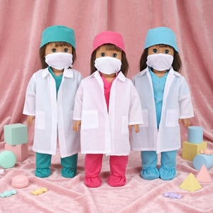 Vêtements de poupée rouge manteau de haute qualité pour fille tissu de poupée avec chapeau habillé comme un médecin - Product Image 3