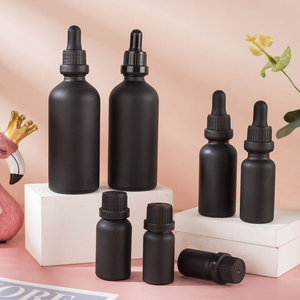 Flacons compte-gouttes en verre dépoli cylindriques pour sérum de soin de la peau 5ml 10ml 15ml 20ml 50ml 100ml Noir Vert Bleu Ambre avec bouchon doré argenté - Product Image 6